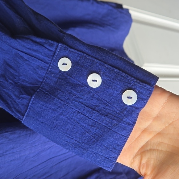 Tommy Bahama 100% Cotton Navy Button Down Tunic - Picture 2 of 6